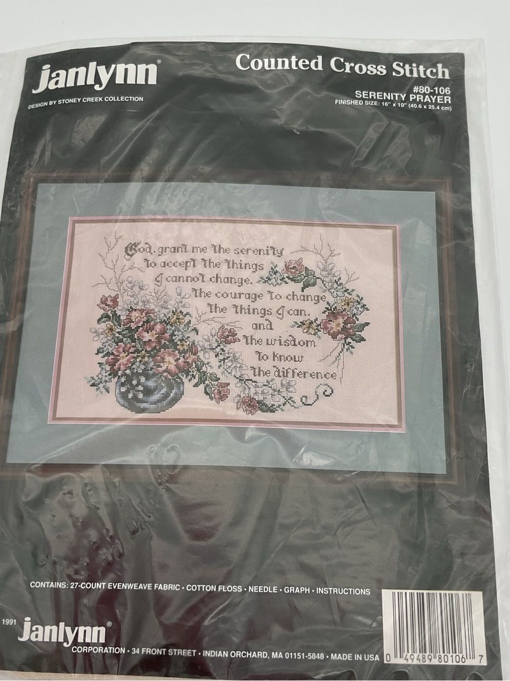 Janlynn 'Serenity Prayer' Counted Cross Stitch Kit Floral